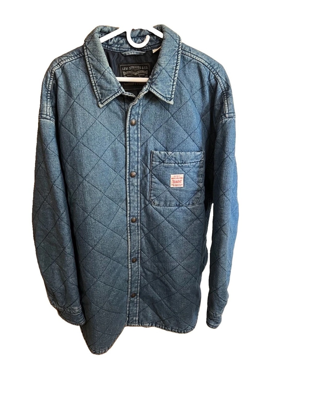 Levi’s Parkside Overshirt Quilted Blue Denim XL Doom Stone Oversized Streetwear